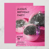 Roze disco bal Verjaardagsfeest Kaart (Voorkant / Achterkant)