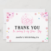 Roze Disco Ball Eras Verjaardag Dank je kaart (Voorkant)