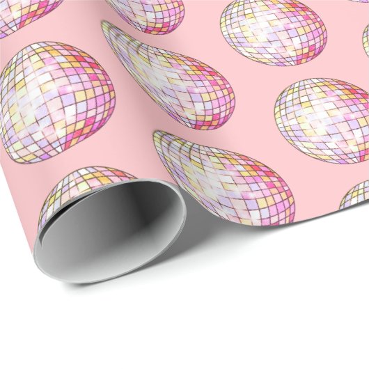 Roze Disco Ball Pattern Wrapping Paper Cadeaupapier (Rol Hoek)