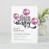 Roze Disco Ball Retro Disco Baby shower Kaart (Staand voorkant)