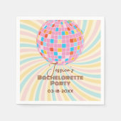 Roze Disco Ball Retro Groovy Bachelorette Party Servet (Voorkant)