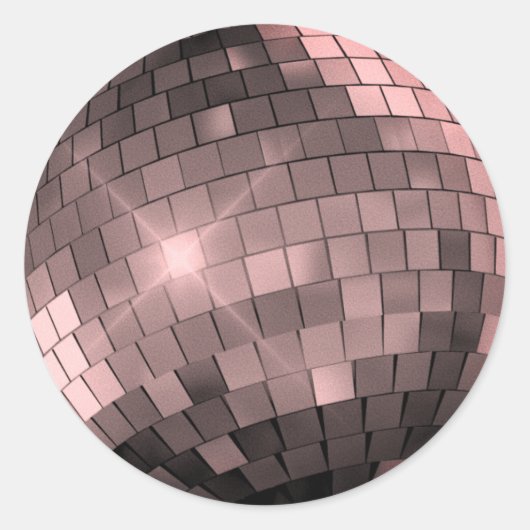 Roze Disco Ball Ronde Sticker (Voorkant)