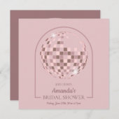 Roze Disco Boogie Bridal Shower Uitnodiging (Voorkant / Achterkant)