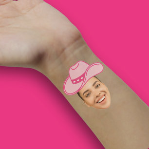 Roze Disco Cowgirl bruid Face Hand Sticker