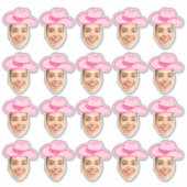 Roze Disco Cowgirl bruid gezicht Sticker (Voorkant)