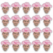 Roze Disco Cowgirl  bruidegom Face Hand Sticker (Voorkant)