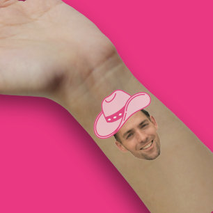 Roze Disco Cowgirl bruidegom Face Hand Sticker
