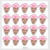 Roze Disco Cowgirl  bruidegom gezicht Sticker (Vel)