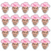 Roze Disco Cowgirl  bruidegom gezicht Sticker (Voorkant)