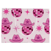 Roze Disco Cowgirl Hoed Patroon met Sterren  Groot Cadeauzakje (Achterkant)