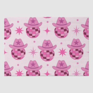 Roze Disco Cowgirl Hoed Patroon met Sterren  Tissuepapier