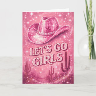 Roze Disco Cowgirl Hoed Verjaardagskaart voor Haar Kaart