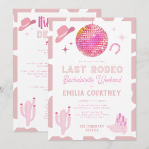 Roze disco Cowgirl Laatste Rodeo Bachelorette Week Kaart