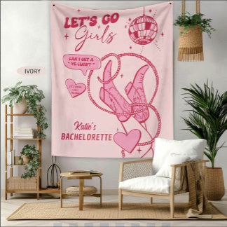 Roze Disco Cowgirl Nashville Rodeo Tapijt Wandkleed