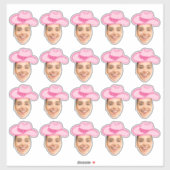 Roze Disco Cowgirl Op maat te maken Bruid Gezicht  Sticker (Vel)