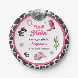 Roze Disco Cowgirl Party Paper Bord