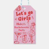 Roze Disco Cowgirl Rodeo Bachelorette Party Cadeaulabel (Voorkant)