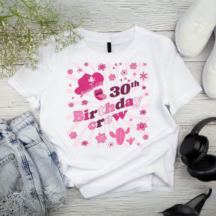 Roze Disco Cowgirl Verjaardag Verjaardagsbeman T-shirt