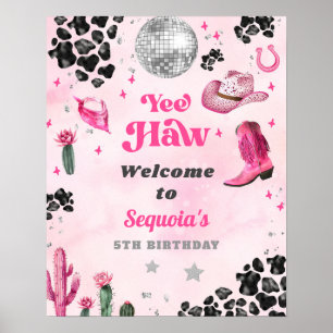Roze Disco Cowgirl Welkomstbord Poster