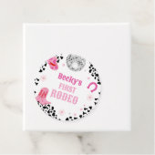 Roze Disco Eerste Rodeo Wild West Meisje 1e Verjaa Bedankjes Labels (In situ)