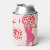 Roze Disco Meisje Blikjeskoeler (Blikje Voorkant)