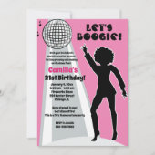 Roze Disco Party Women's Birthday Boogie Kaart (Voorkant)