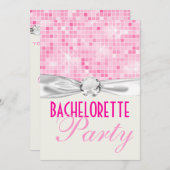 roze disco sparkle bachelorette kaart (Voorkant / Achterkant)