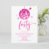 Roze Discobal 40e verjaardagsfeest Kaart (Staand voorkant)
