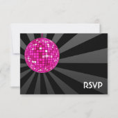 Roze Discobal RSVP Kaartje (Voorkant)