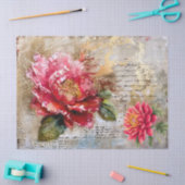 Roze Distressed Bloemen Decoupage Tissuepapier (Craft)