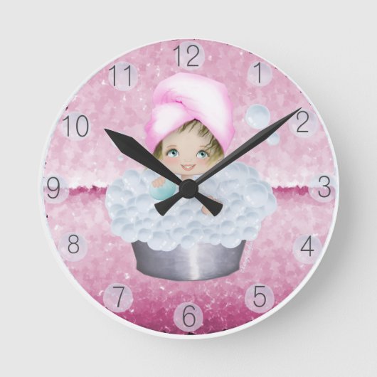 Roze diva Bubble Bath Clock Ronde Klok (Voorkant)