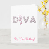 Roze Diva Kaart (Gele Bloem)