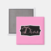 Roze Diva Woord Kunst - Gepersonaliseerd Magneet (Voorkant / Achterkant)