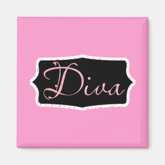 Roze Diva Woord Kunst - Gepersonaliseerd Magneet (Voorkant)