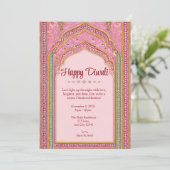 Roze Diwali Traditionele Diwali Viering Kaart (Staand voorkant)