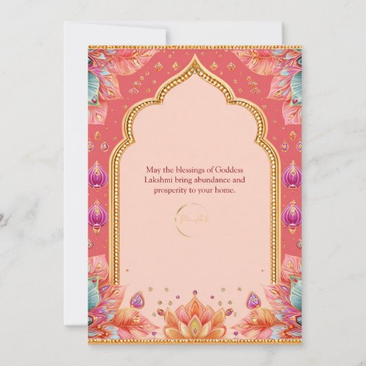 Roze Diwali traditionele kunst Diwali viering Kaart (Achterkant)