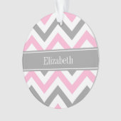 Roze Dk Gray White LG Chevron Gray Name Monogram Ornament (voorkant)