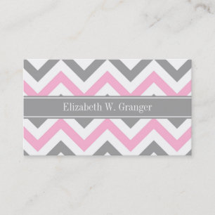 Roze Dk Gray White LG Chevron Gray Name Monogram Visitekaartje