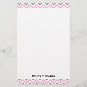 Roze, Dk Grey Wht Large Chevron ZigZag Pattern Briefpapier