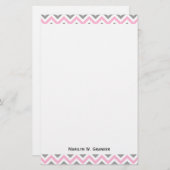 Roze, Dk Grey Wht Large Chevron ZigZag Pattern Briefpapier (Voorkant / Achterkant)