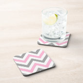 Roze, Dk Grey Wht Large Chevron ZigZag Pattern Onderzetter (Rechterzijde)