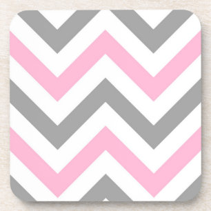 Roze, Dk Grey Wht Large Chevron ZigZag Pattern Onderzetter