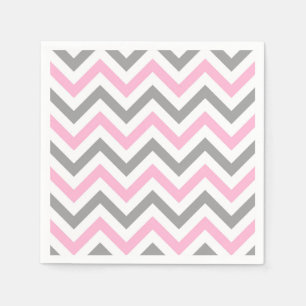 Roze, Dk Grey Wht Large Chevron ZigZag Pattern Servetten