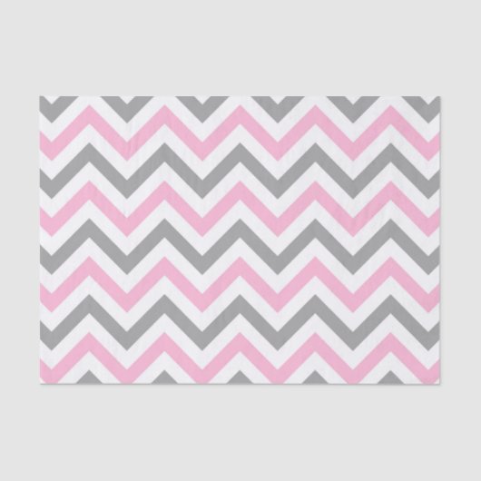 Roze, Dk Grey Wht Large Chevron ZigZag Pattern Tissuepapier (Voorkant)