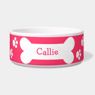 Roze Dog Bowl met poten en beenderen Voerbakje