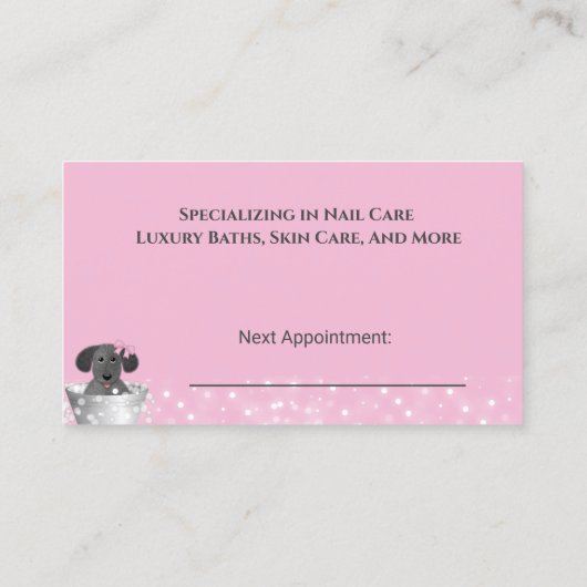 Roze Dog Grooming Dog Spa Appointcard Afsprakenkaartje (Achterkant)