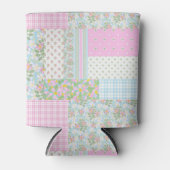  Roze Dog Roos Faux Patchwork Koelbox Blikjeskoeler (Voorkant)