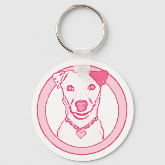 Roze Dog Sleutelhanger (Voorkant)