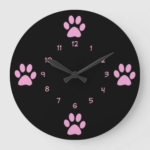 Roze dog-thema wandklokken grote klok