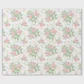 roze Dogroses op wit inpakpapier (Vlak)